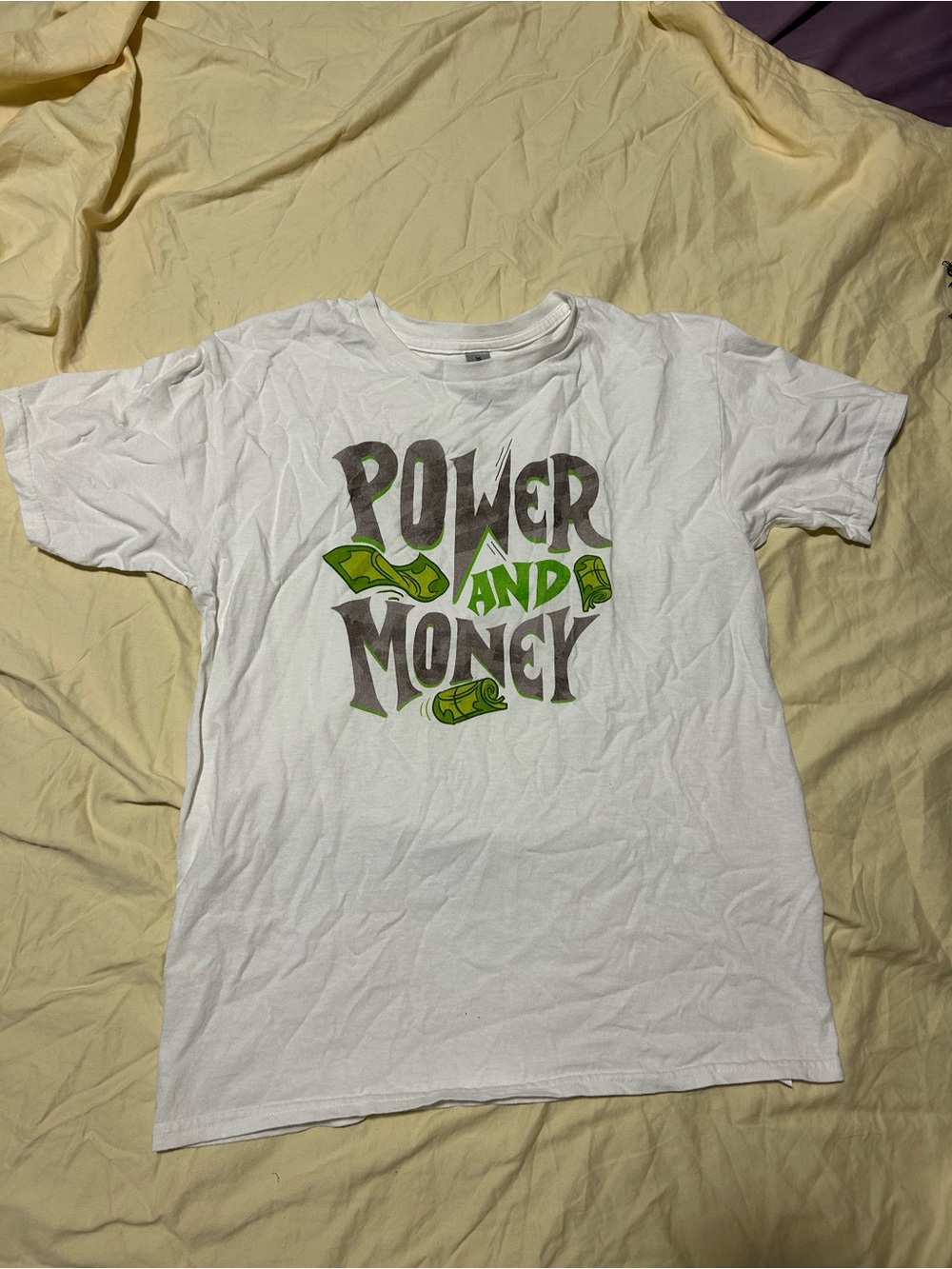 White Graphic Tee "Power and Money"